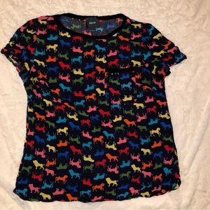 MAEVE Size 8 Colorful Animal Print Novelty Print Short Sleeve Top with Pocket